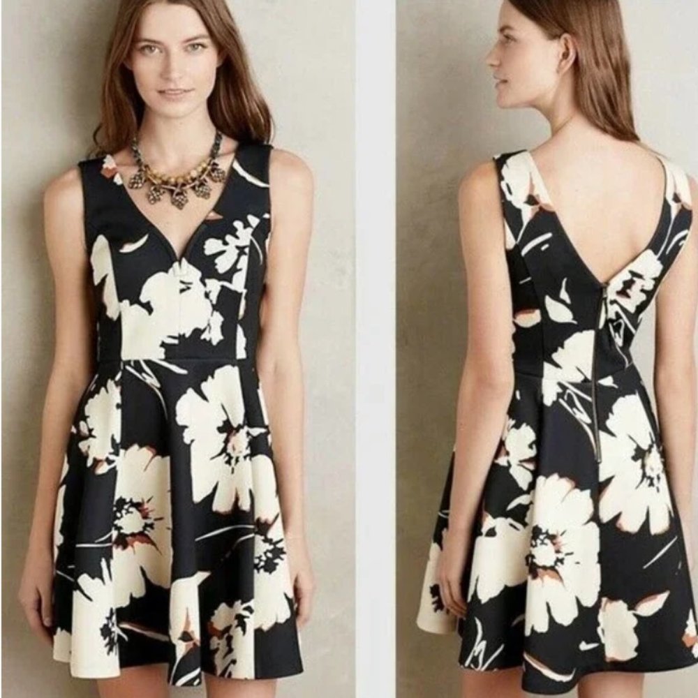 Mauve anthropologie scuba fit and flare dress
